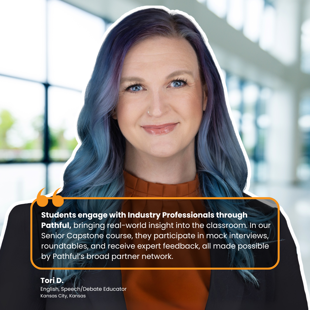 Educator testimonial on connecting students with industry professionals through Pathful